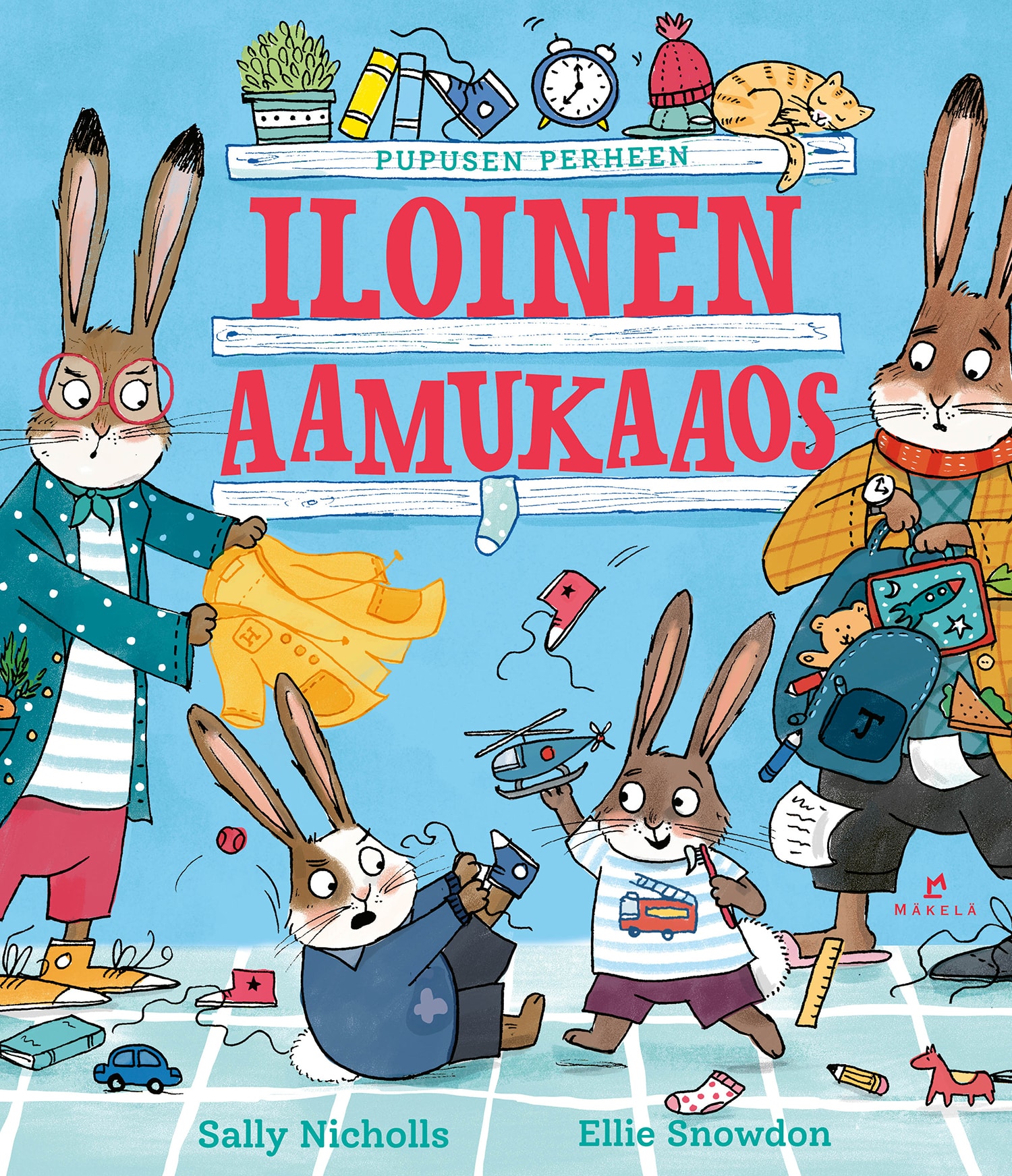 Pupusen perheen iloinen aamukaaos